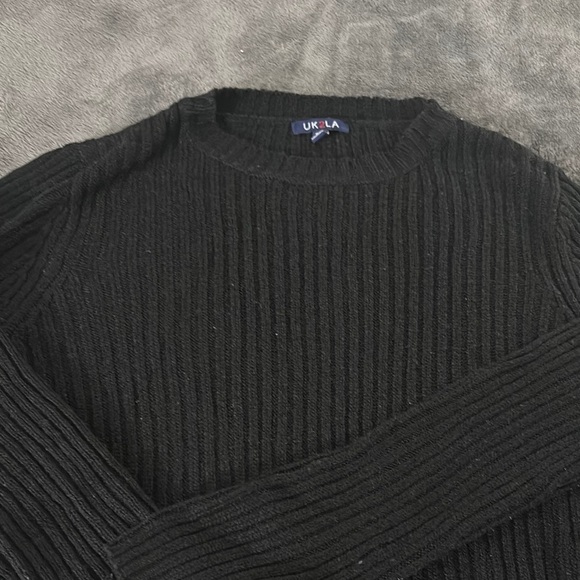 UK2LA Knit Sweater Ribbed‎ Crew Neck Pullover Casual Comfy Black Size Small - Picture 3 of 4